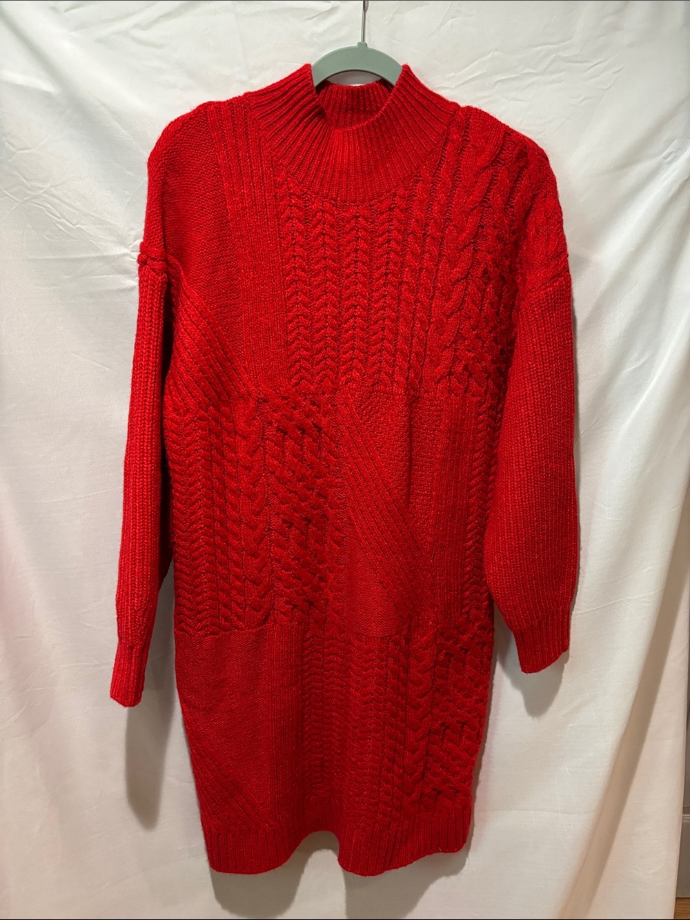 Old Navy Red Cable Knit Sweater Dress